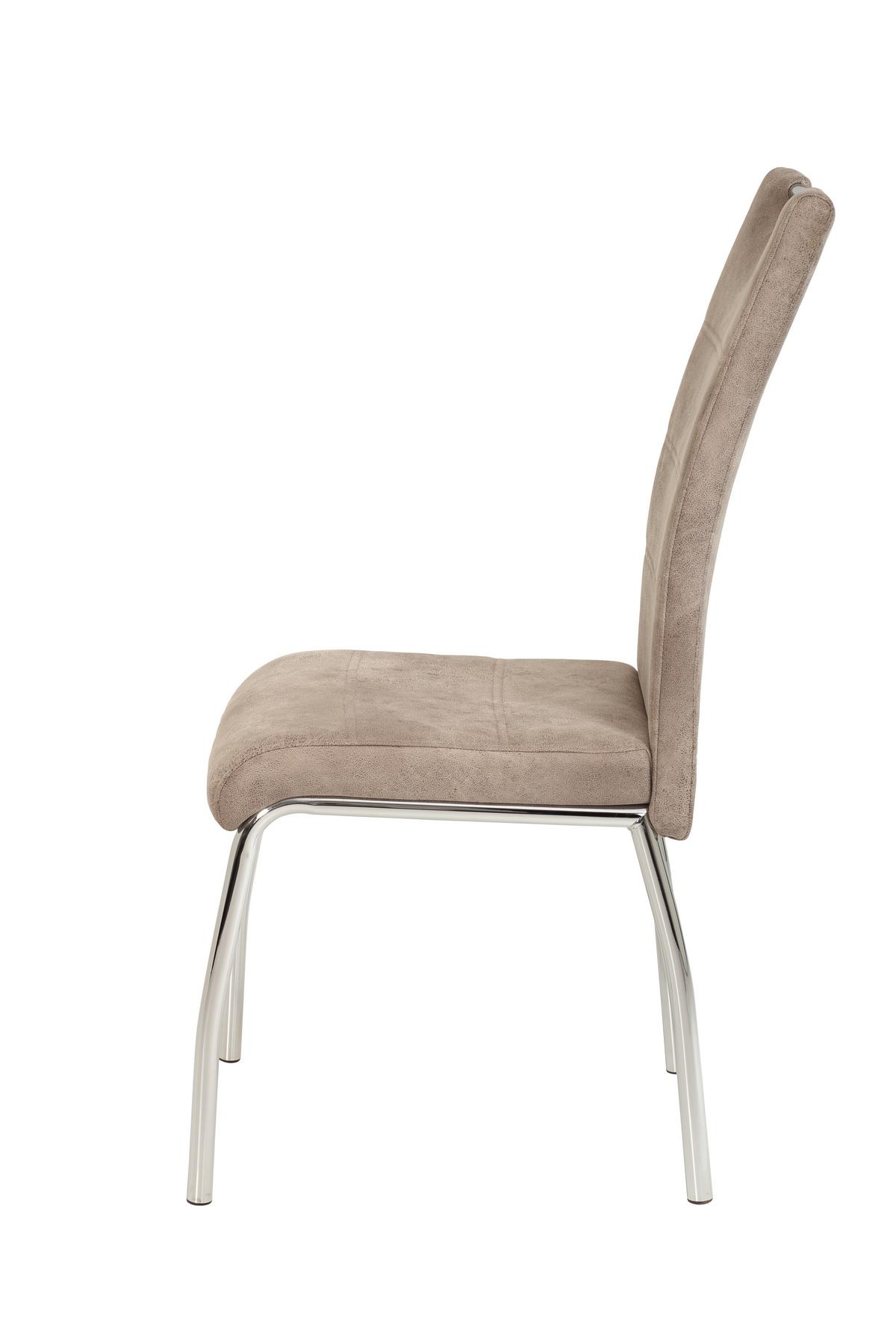 STOLIČKA SUSI II - chrómová/béžová, Modern, kov/textil (44/98/61cm)