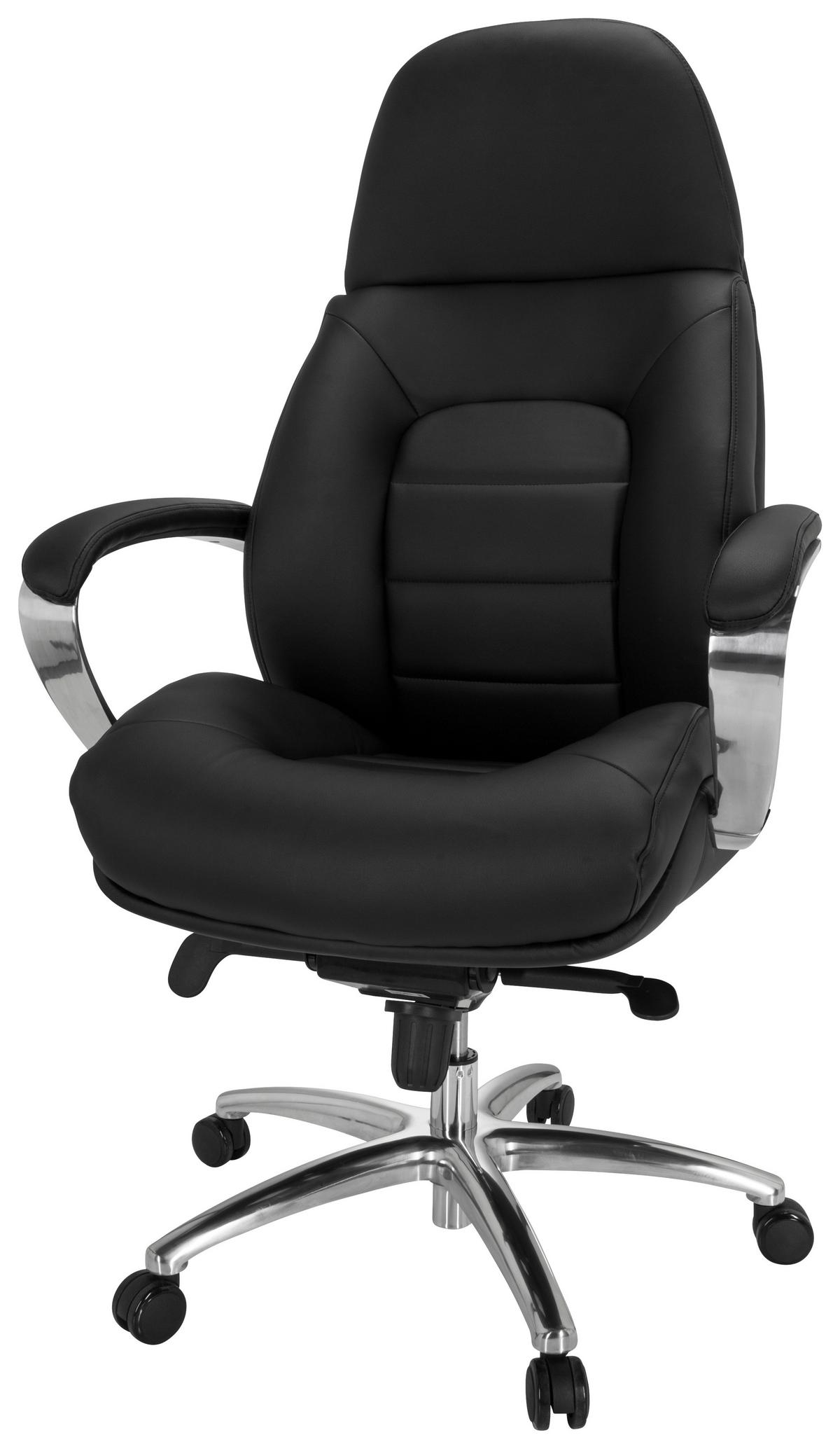 Chefsessel Brenton Xxl Schwarz - Silberfarben/Schwarz, MODERN, Kunststoff/Textil (73/137/73cm) - MID.YOU