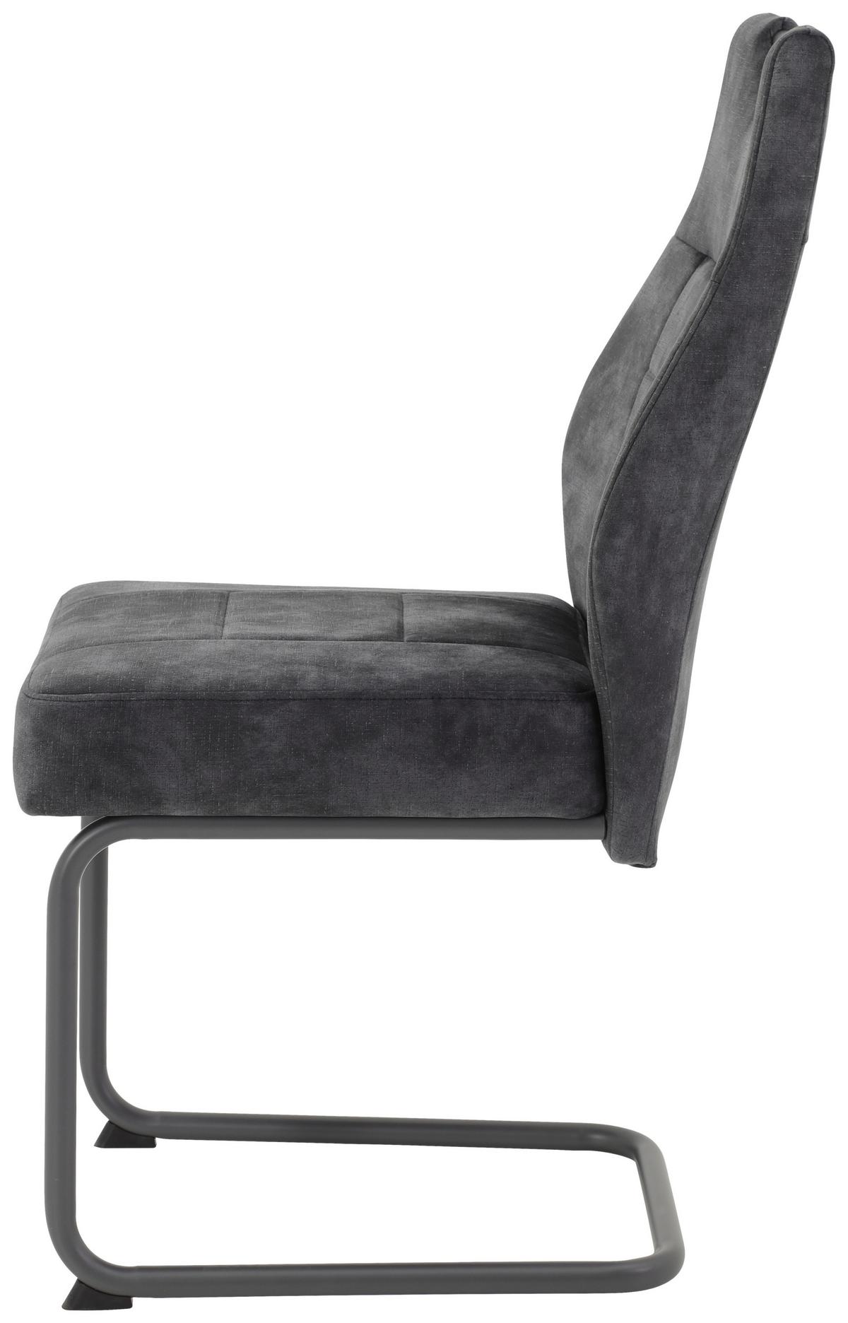 Schwingstuhl-Set Linda S Anthrazit - Anthrazit/Grau, MODERN, Textil/Metall (47/99/61cm) - MID.YOU