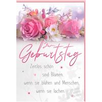 Billett Geburtstag Blumen - Multicolor, Basics, Papier/Kunststoff (12/18/2cm)