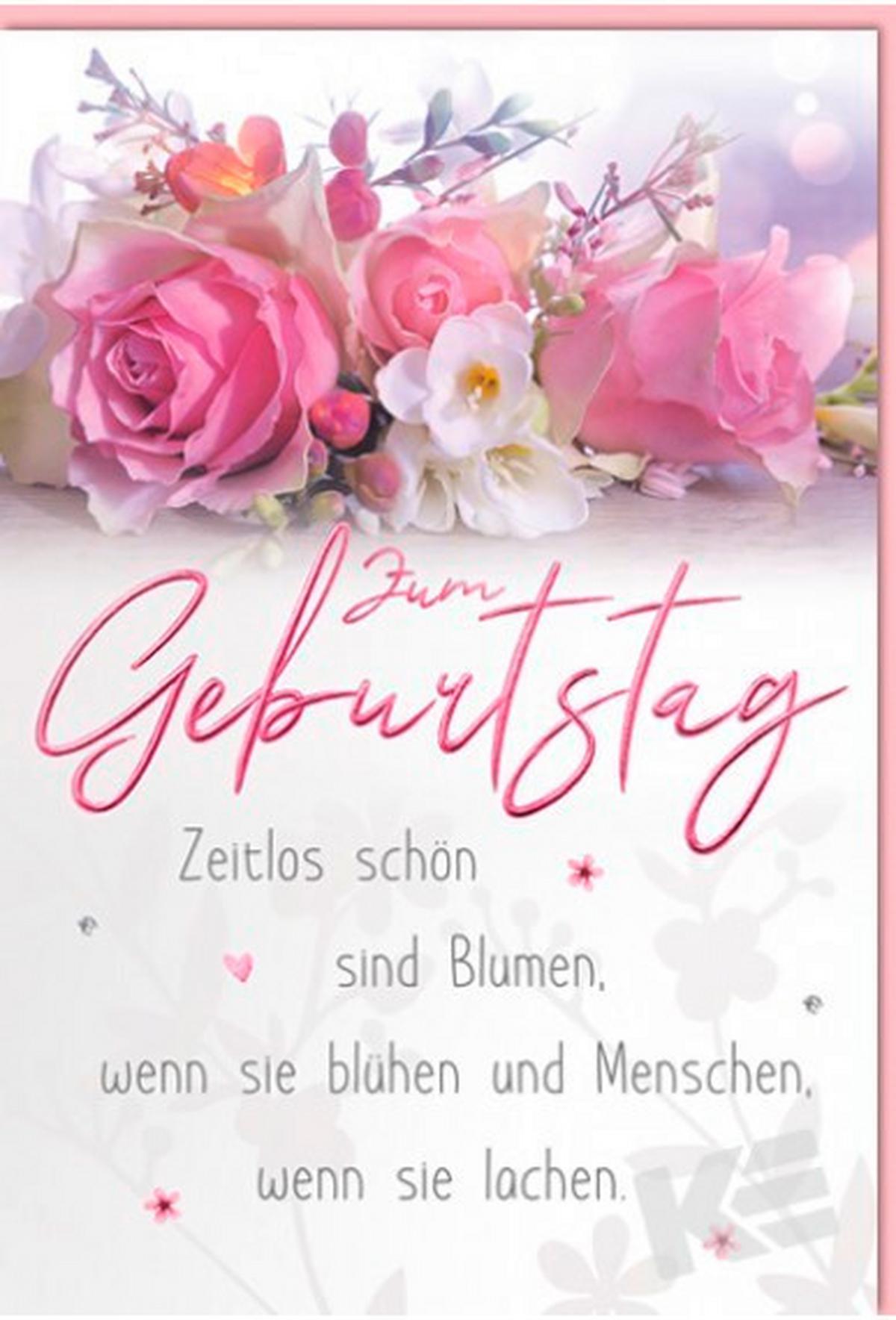 Billett Geburtstag Blumen - Multicolor, Basics, Papier/Kunststoff (12/18/2cm)