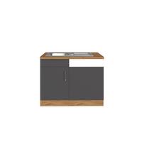 Spülenschrank Mit Spüle B: 110cm Anthrazit/eiche Dekor - Anthrazit, MODERN, Holzwerkstoff (110/85/60cm) - Held