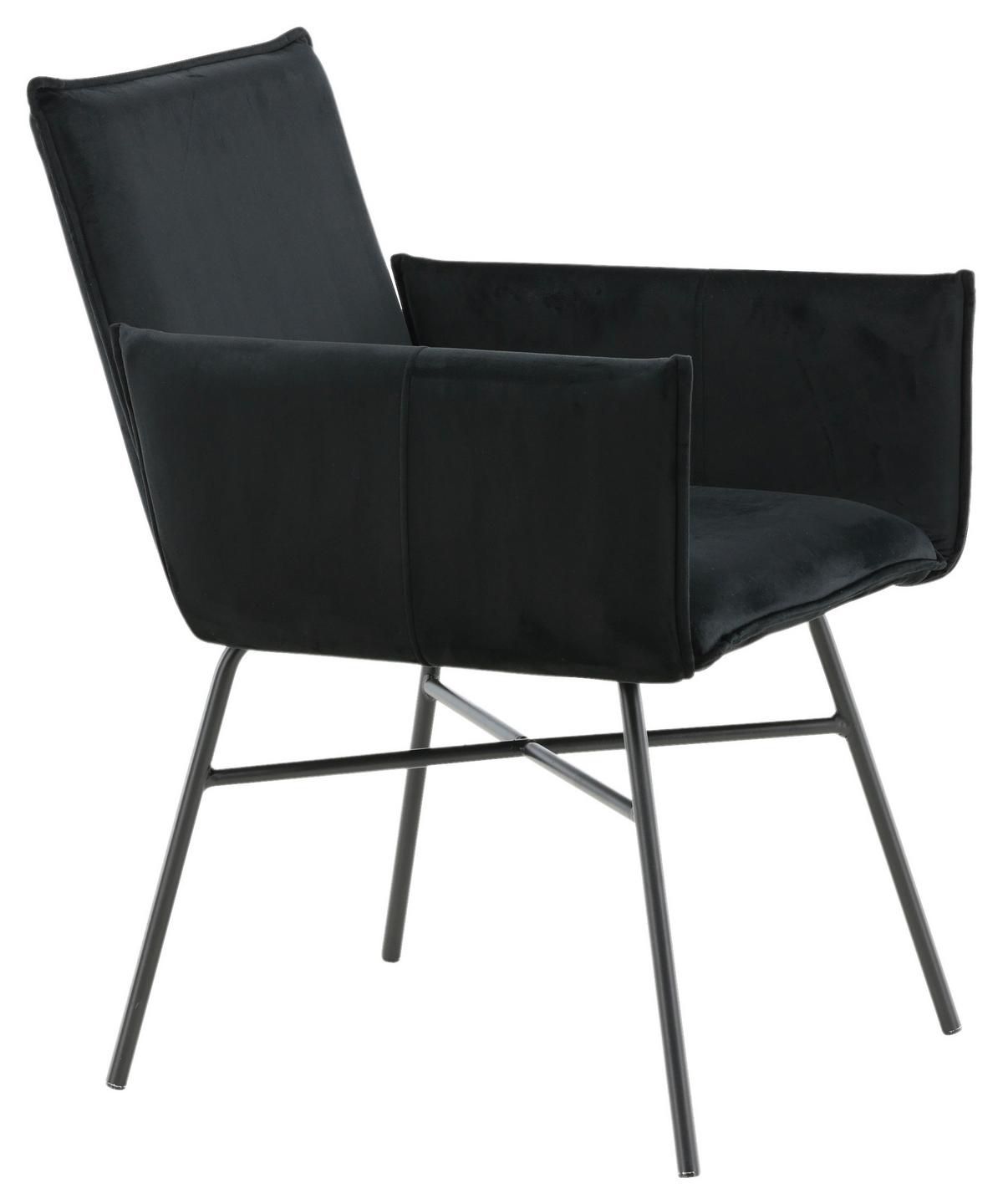 Stuhl Petra - Schwarz, Design, Textil/Metall (57/87/60cm) - Livetastic