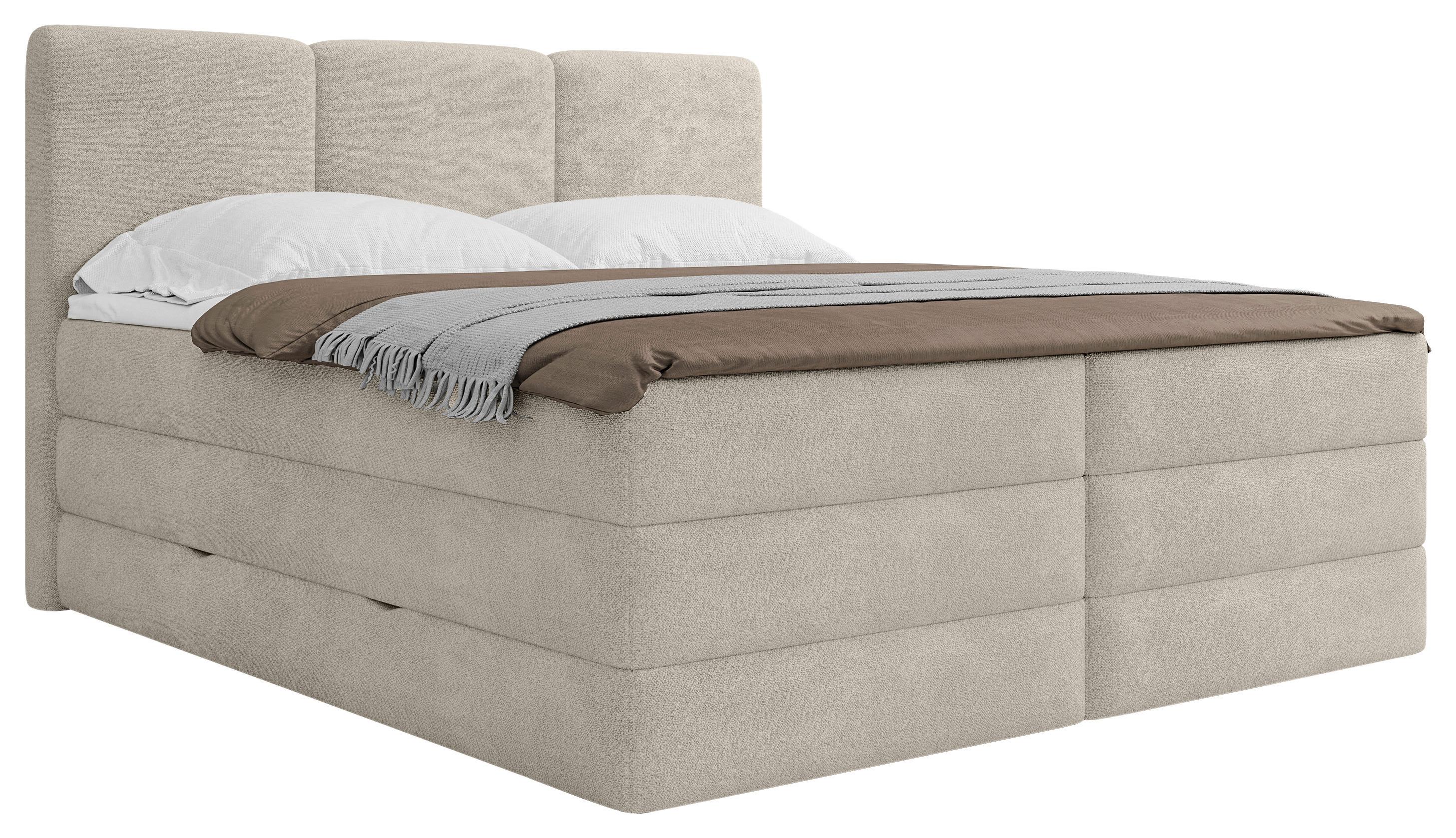 Boxspringbett Mit Bettkasten 180x200 Cm Castel V - Creme/Schwarz, MODERN, Textil (180/200cm) - MID.YOU