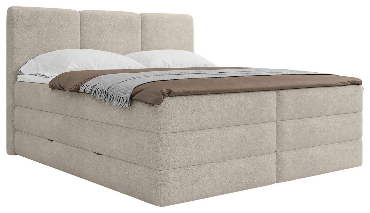 Boxspringbett mit Bettkasten 180x200 cm Castel V - Creme/Schwarz, MODERN, Textil (180/200cm) - MID.YOU
