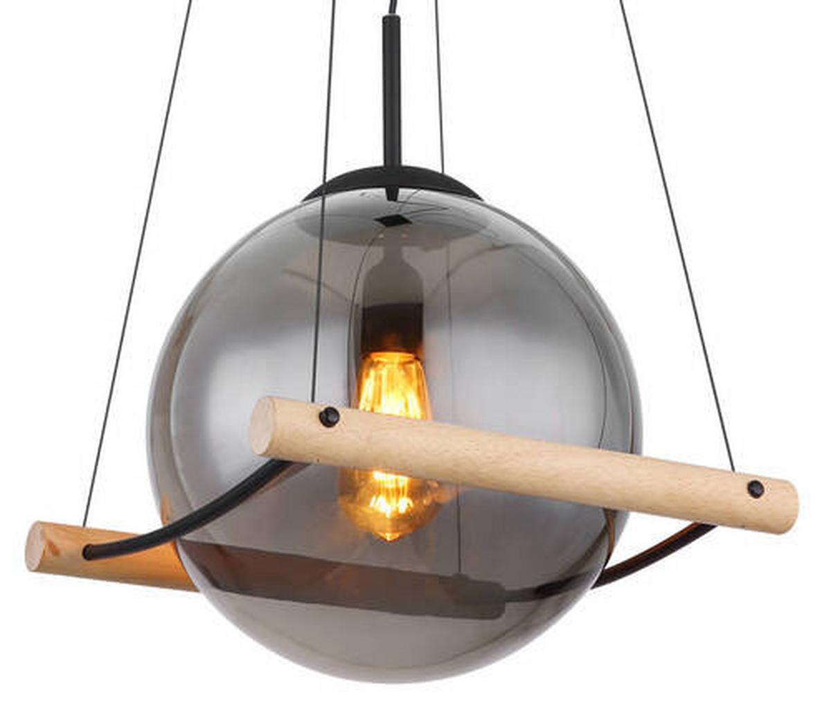 Függőlámpa 15883h - natúr/fekete, Design, műanyag/Üveg (33,5/35/120cm) - Globo