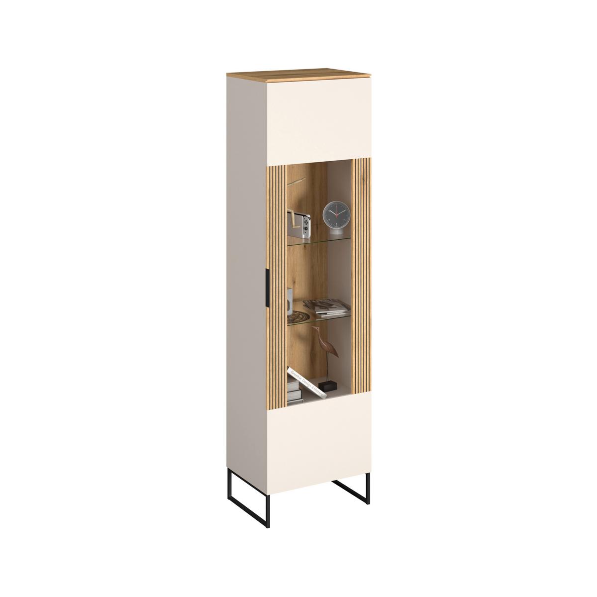 Vitrine King Eichefarben/Kaschmir B: 55,2cm - Kaschmir/Eichefarben, MODERN, Glas/Holzwerkstoff (55,2/200/40cm)
