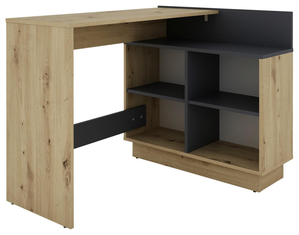 Eckschreibtisch Berni - Graphitfarben/Eiche Artisan, MODERN, Holzwerkstoff (102/80/77,5cm) - MID.YOU