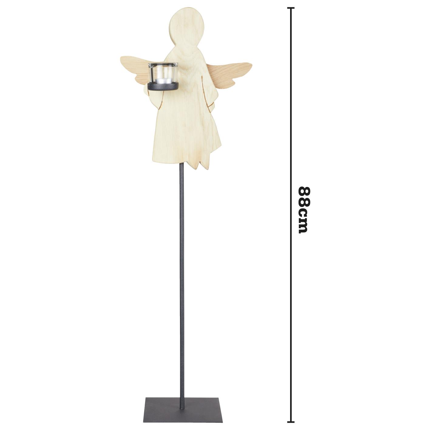 Svícen Anděl Lilli Masivní Dřevo Výška 88cm - přírodní barvy, Moderní, dřevo (88cm) - Bessagi Home