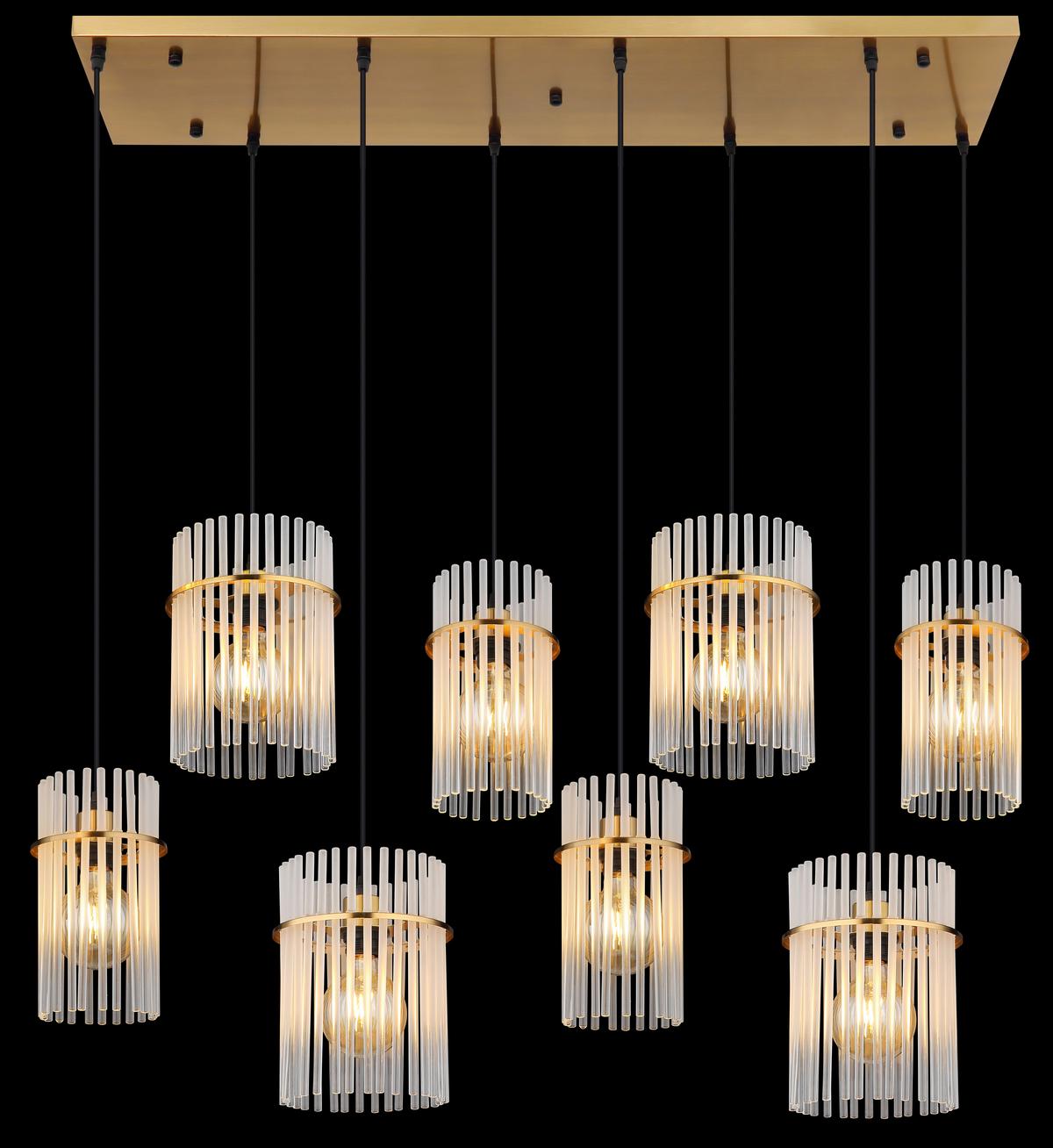 Hängeleuchte Gorley 230V, ca. 110x38x125 cm - Klar/Goldfarben, Trend, Glas/Kunststoff (110/38/125cm) - Globo