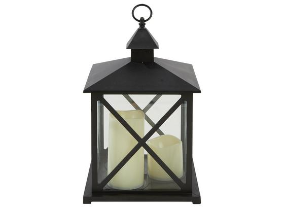 Laterne Kevin - inkl. LED Kerze - Schwarz, KONVENTIONELL, Glas/Kunststoff (23/23/38,5cm) - Ombra Laterne Kevin - inkl. LED Kerze - Schwarz, KONVENTIONELL, Glas/Kunststoff (23/23/38,5cm) - Ombra