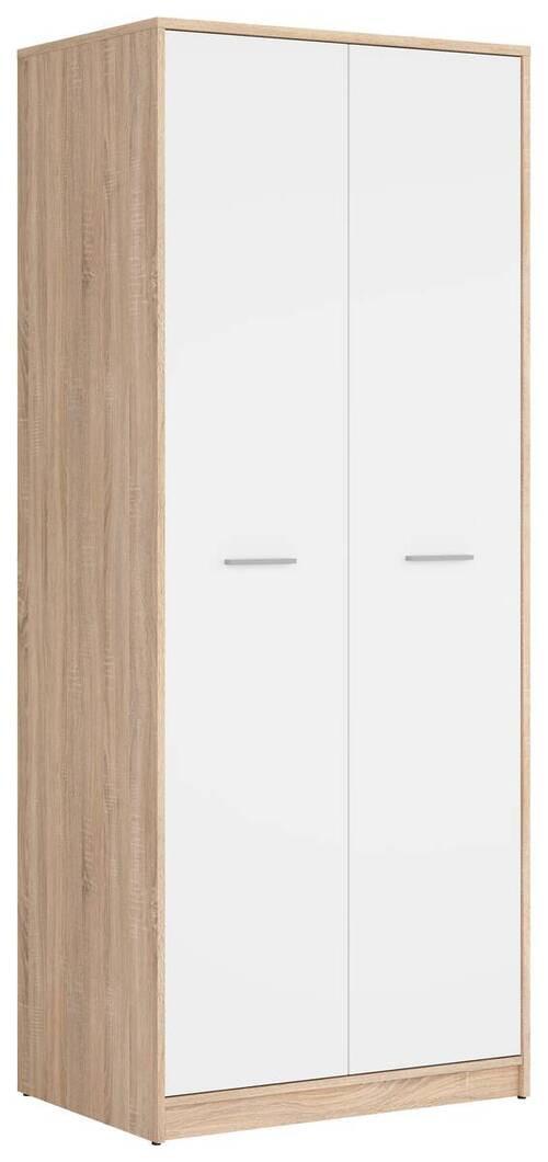 Drehtürenschrank Nepo Plus - Weiß/Sonoma Eiche, MODERN, Holzwerkstoff (80/197/54,5cm) - MID.YOU