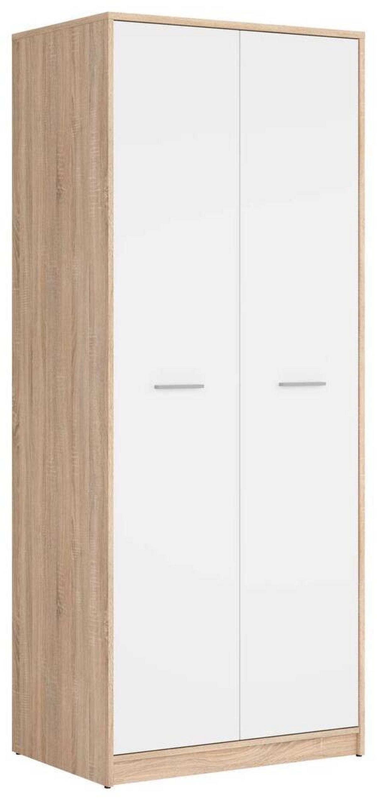 Drehtürenschrank Nepo Plus - Weiß/Sonoma Eiche, MODERN, Holzwerkstoff (80/197/54,5cm) - MID.YOU