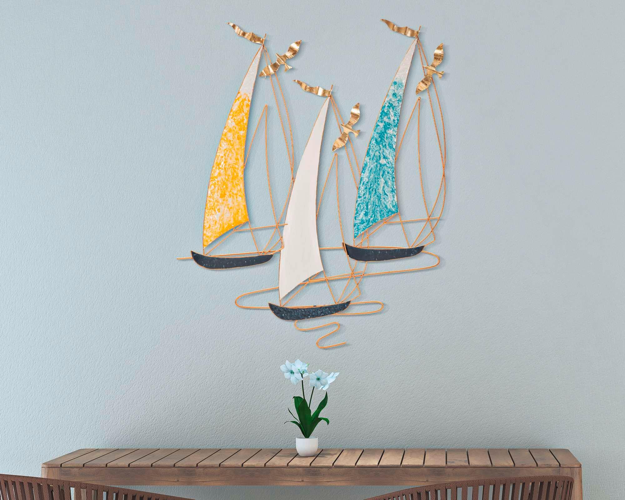 Wanddeko Vela Color Goldfarben/blau/gelb B: 78,7cm - Basics, Metall (78.7/97.8/3.8cm)