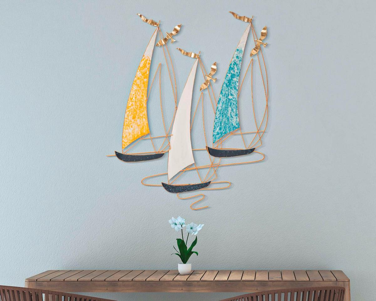 Wanddeko Vela Color Goldfarben/blau/gelb B: 78,7cm - Basics, Metall (78.7/97.8/3.8cm)