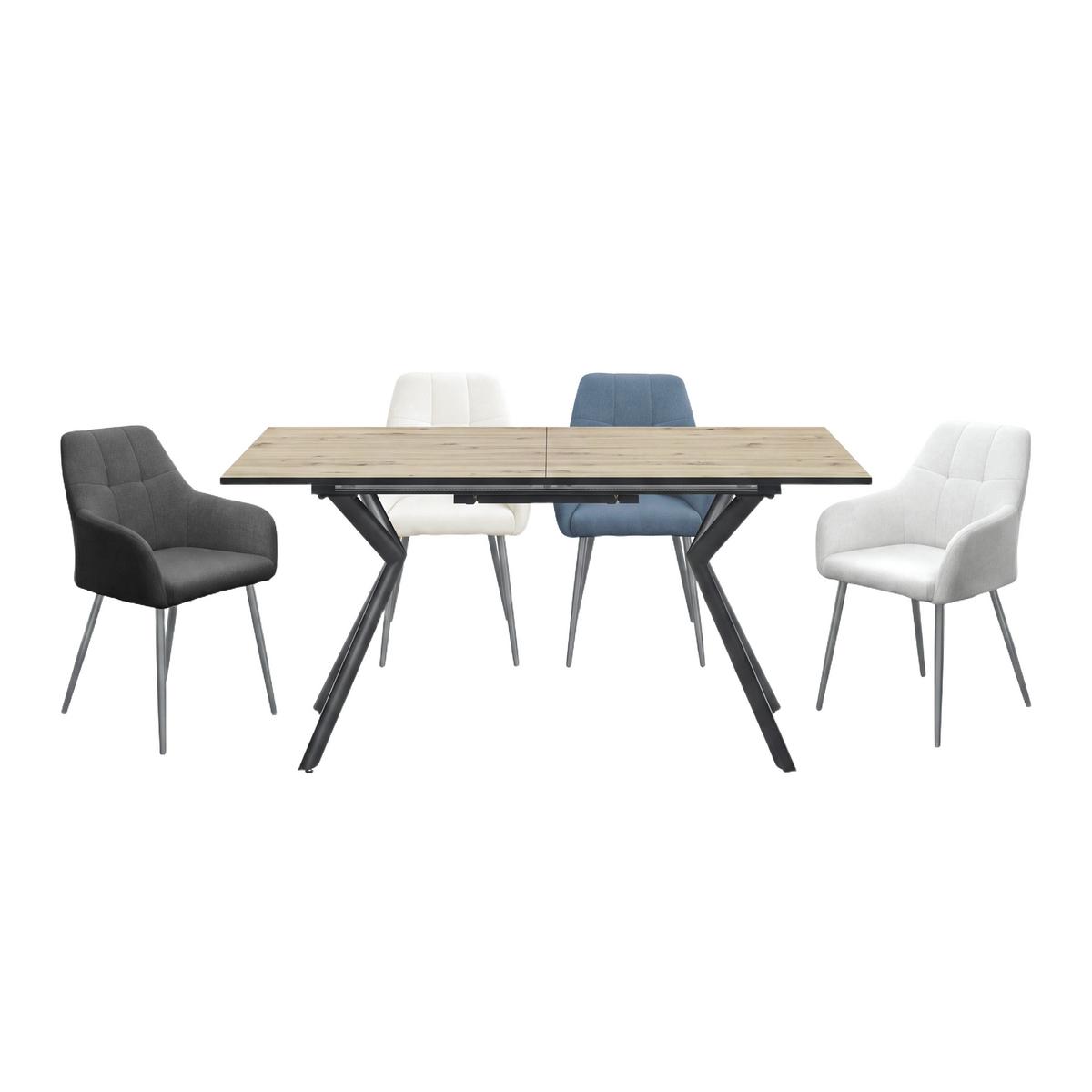 Ausziehtisch Marcel Giga 120AZ Melamin Eiche, B: 120-160cm - Eichefarben/Schwarz, MODERN, Holzwerkstoff/Metall (120-160/76/80cm)