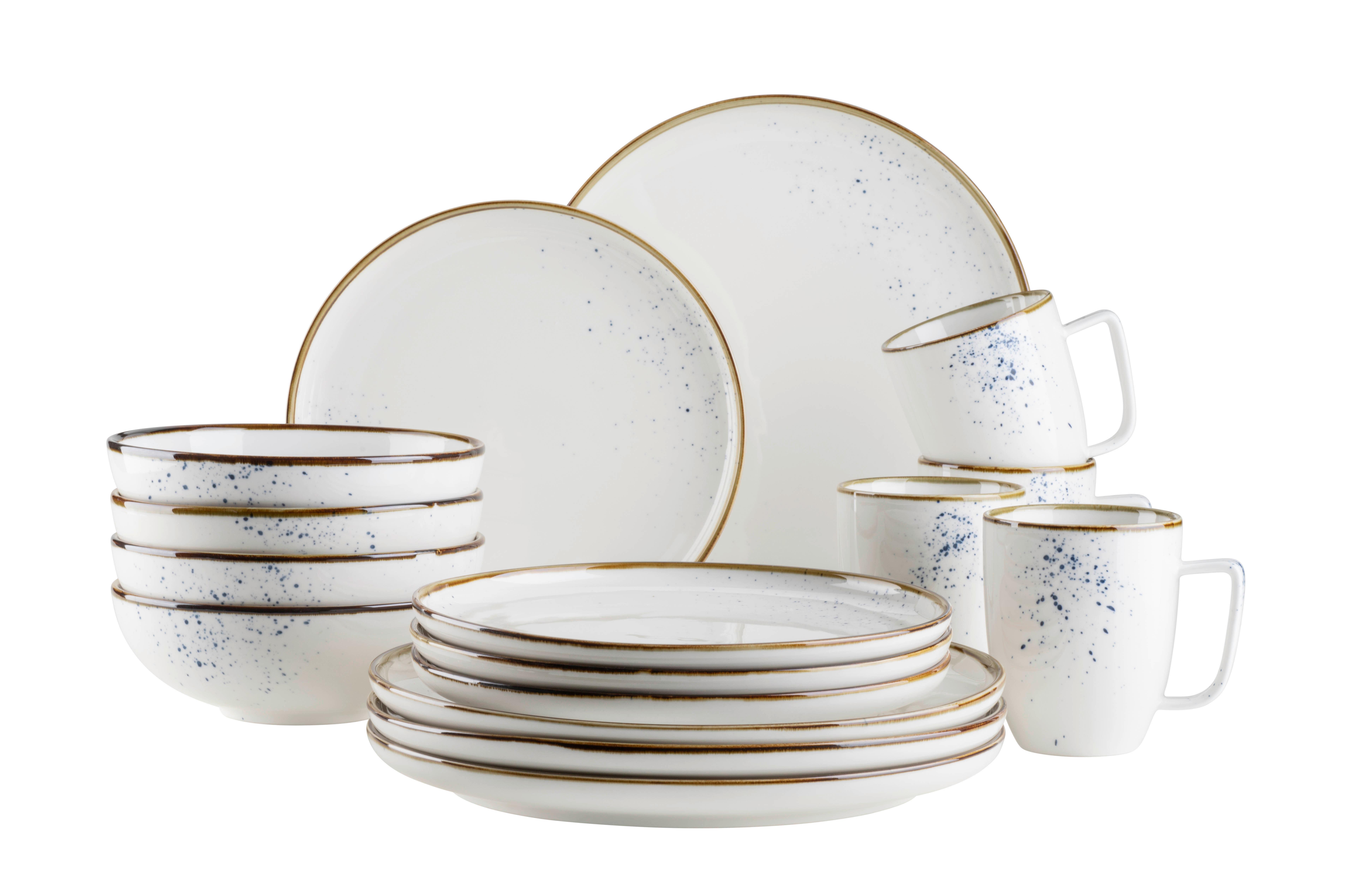 Kombiservice Pintar 4 Personen Geschirr Set - Blau/Weiß, Basics, Keramik - Mäser