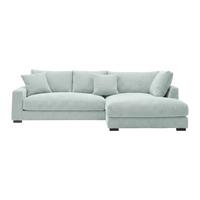 Rohová sedačka PEDRO, pravá, šalvějově zelený manšestr - černá/šalvějově zelená, Moderní, textil/plast (300/190cm) - Mömax