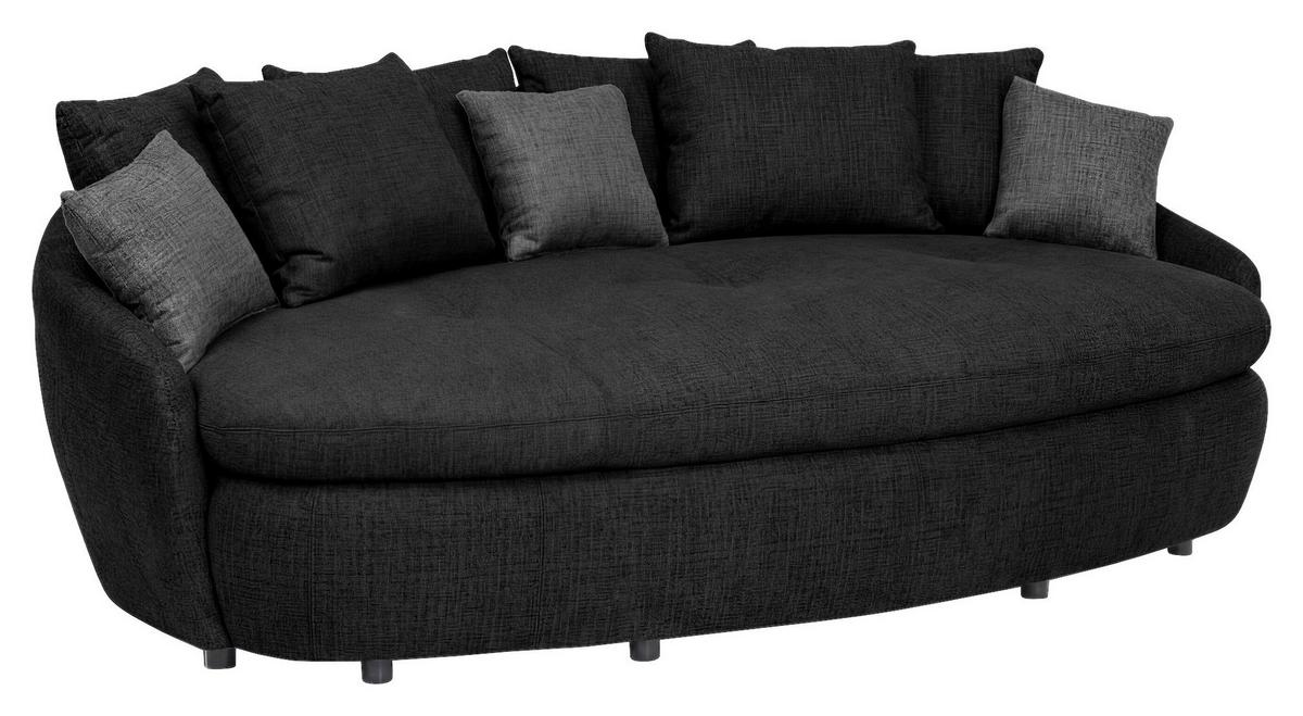 Megasofa Aruba 2 mit Kissen B: 238cm,schwarz Chenille - Schwarz/Grau, Trend, Textil (238/80/140cm) - Luca Bessoni