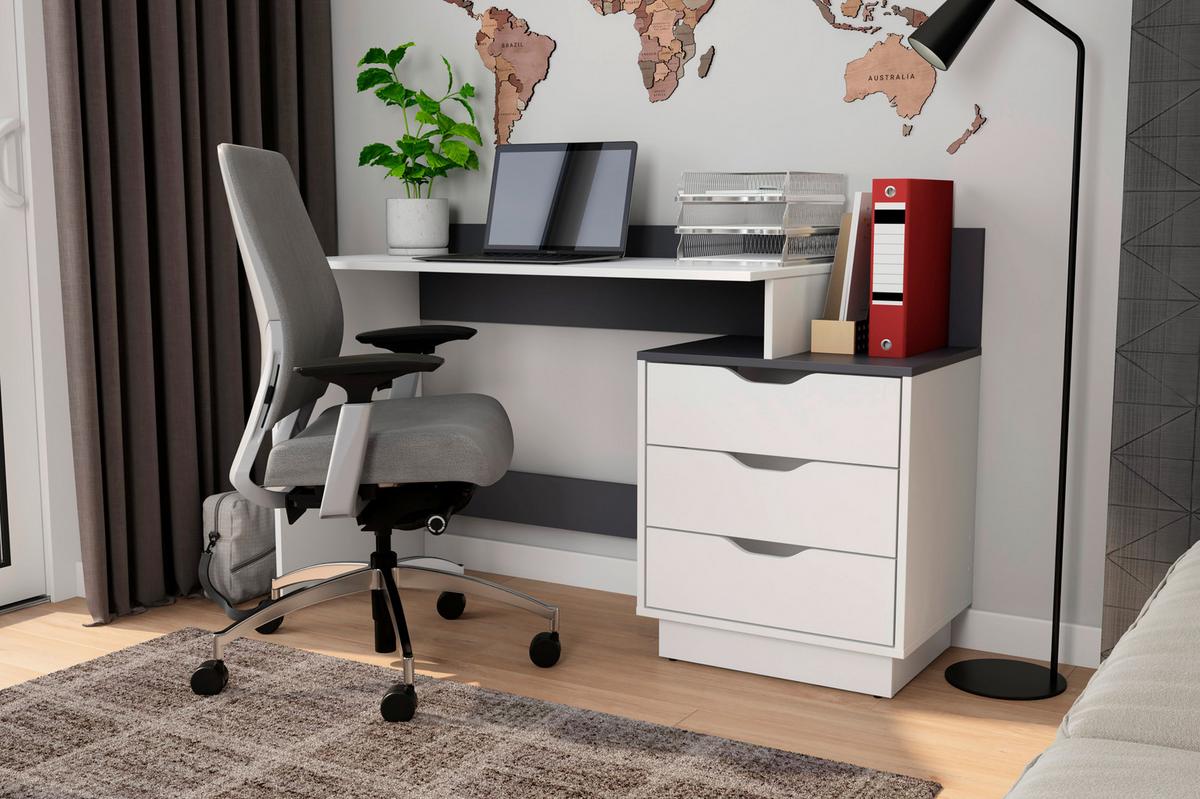 Schreibtisch Belfast - Anthrazit/Weiß, MODERN, Holzwerkstoff (138/51,5/83,5cm) - MID.YOU