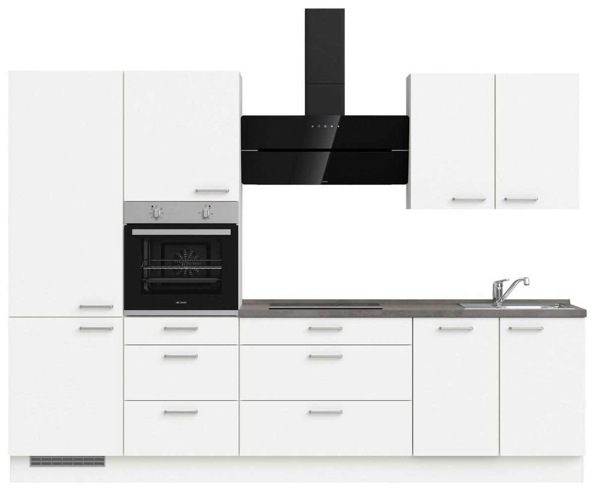 KÜCHENLEERBLOCK TOUCH HIGH - LINE, H4 LINKS - Weiß/Grau, MODERN, Holzwerkstoff (300cm) - Nobilia