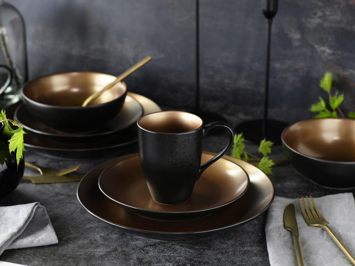 Kombinovaný servis čierna/zlatá - čierna/zlatá, keramika (29,5/29,5/28cm) - Creatable