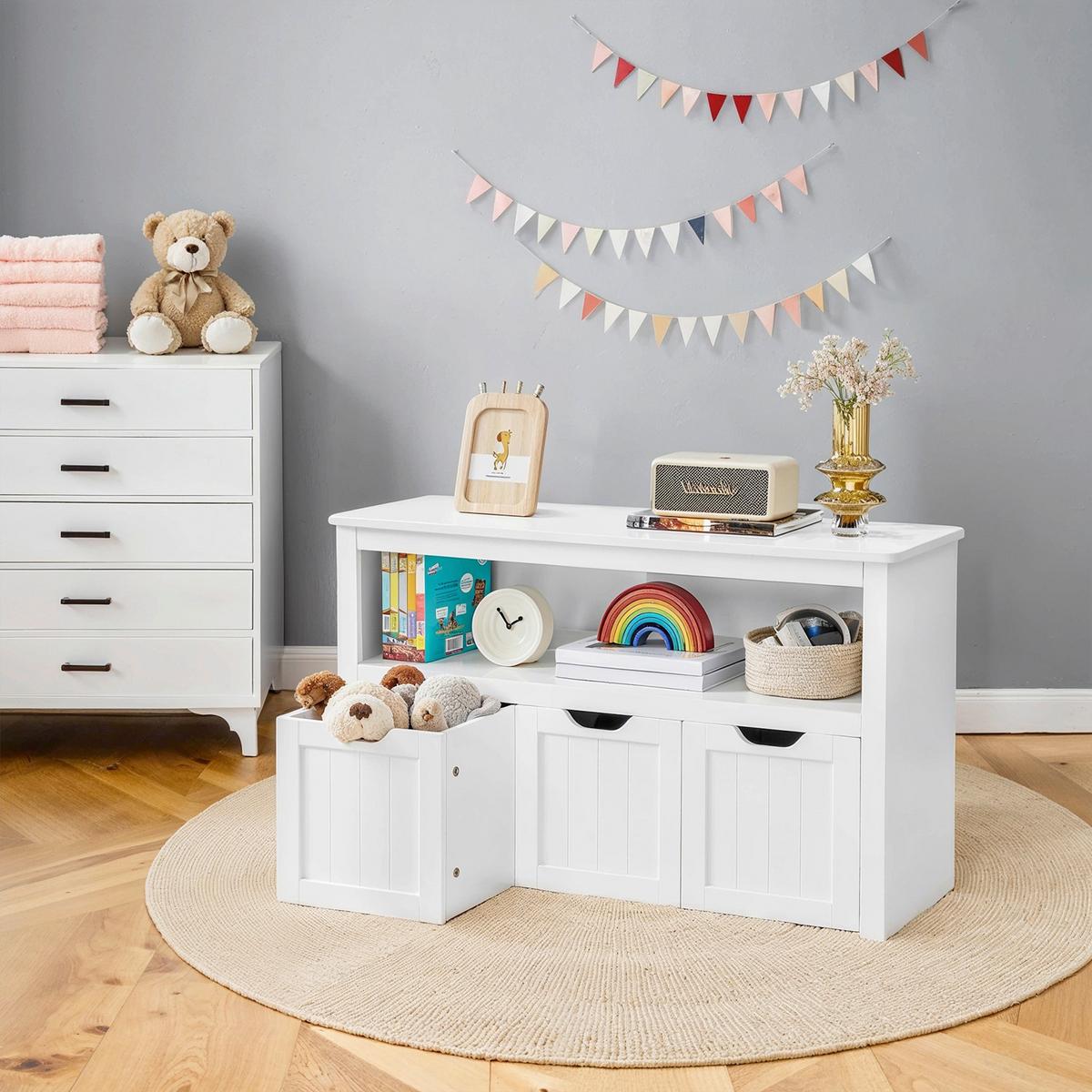 Kinderregal Weiß B: 102 Cm - Weiß, Trend, Holzwerkstoff (102/60/30cm) - MID.YOU