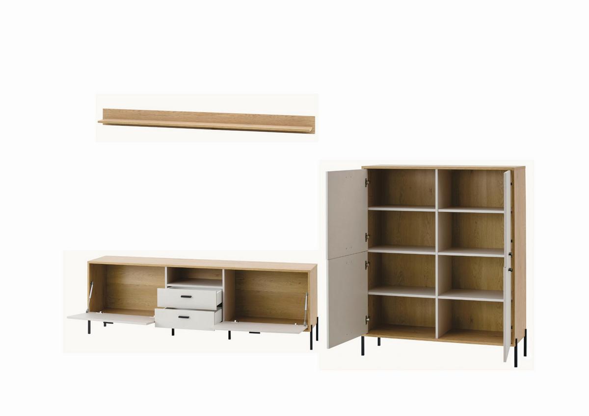 Wohnwand Fredericia Kaschmir/Eichefarben B: 320 cm - Kaschmir/Eichefarben, Design, Holzwerkstoff (320/170/40cm) - MID.YOU