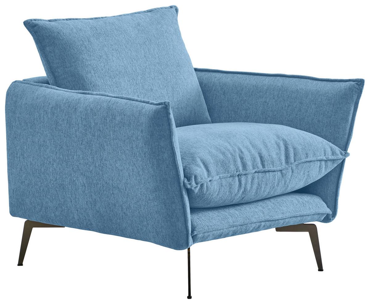 Sessel Skye Blau B: 96 Cm - Blau/Schwarz, Design, Textil (96/84/100cm) - Livetastic