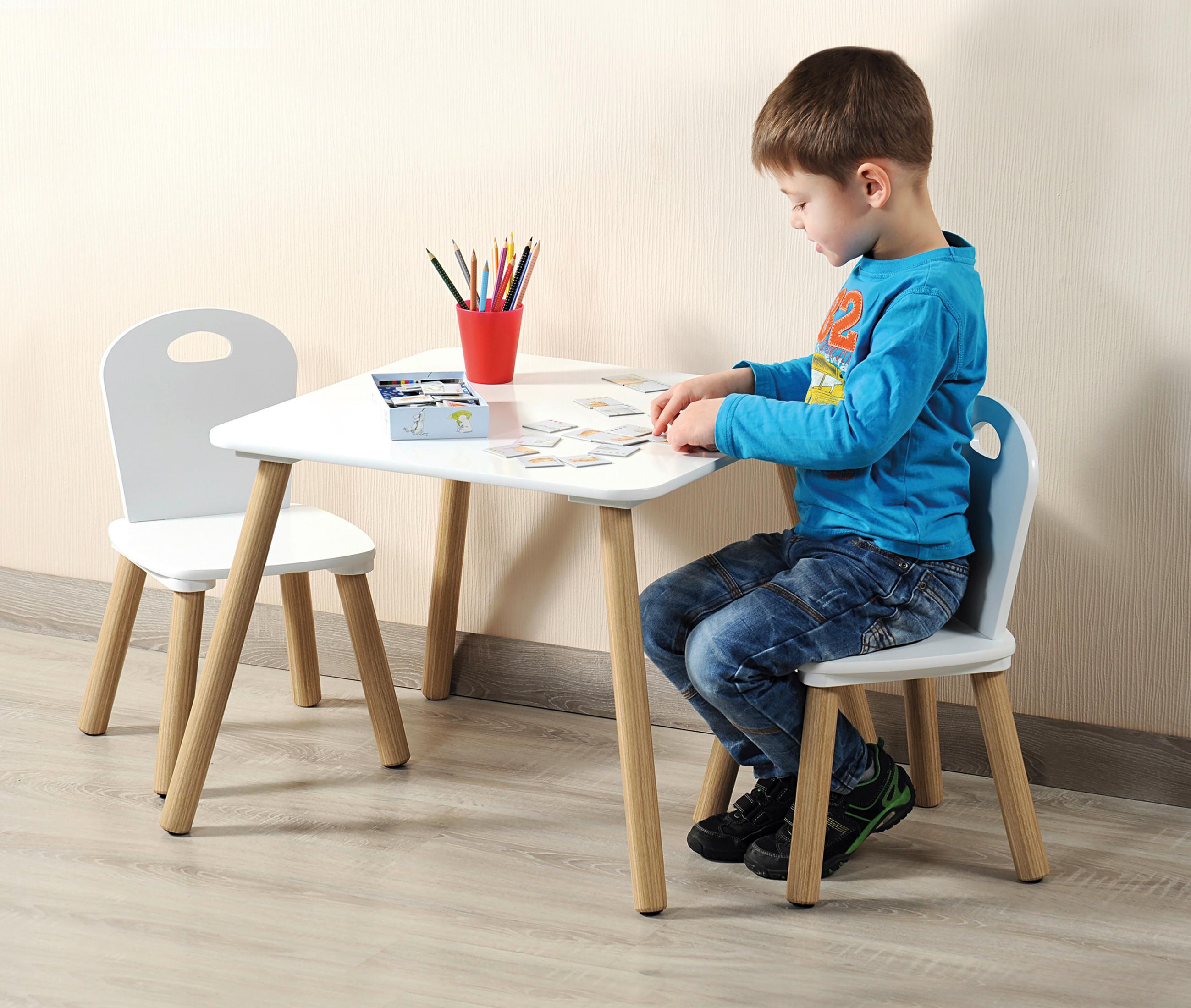 Kindersitzgruppe Mit 2 Stühlen Weiss - Weiß, MODERN, Holzwerkstoff - Kesper