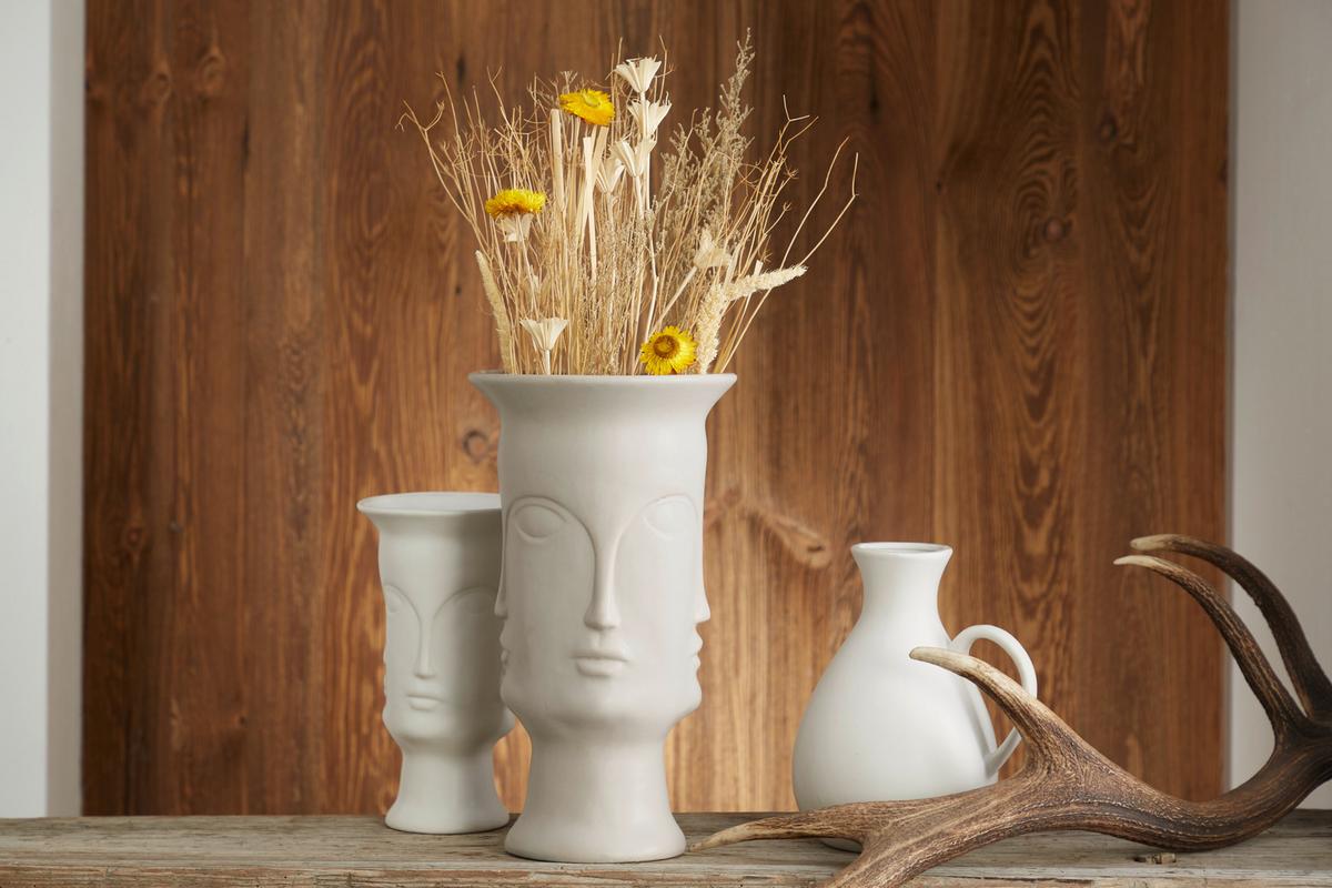 Vase Herodes Porzellan Grau H: 35 cm - Grau, MODERN, Keramik (19,8/35cm) - Luca Bessoni