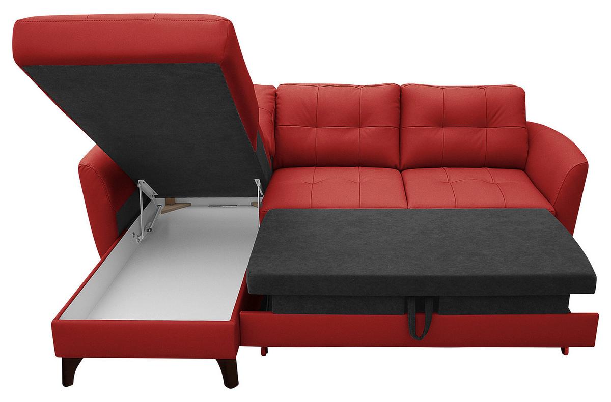 Ecksofa Nordic Rot S: 238x168 cm - Buchefarben/Rot, Design, Leder/Textil (238/168cm) - Livetastic