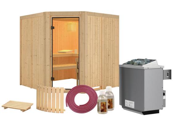 Sauna Nizza mit Interner Steuerung Am Ofen - Naturfarben, MODERN, Holz (196l) - Karibu Sauna Nizza mit Interner Steuerung Am Ofen - Naturfarben, MODERN, Holz (196l) - Karibu