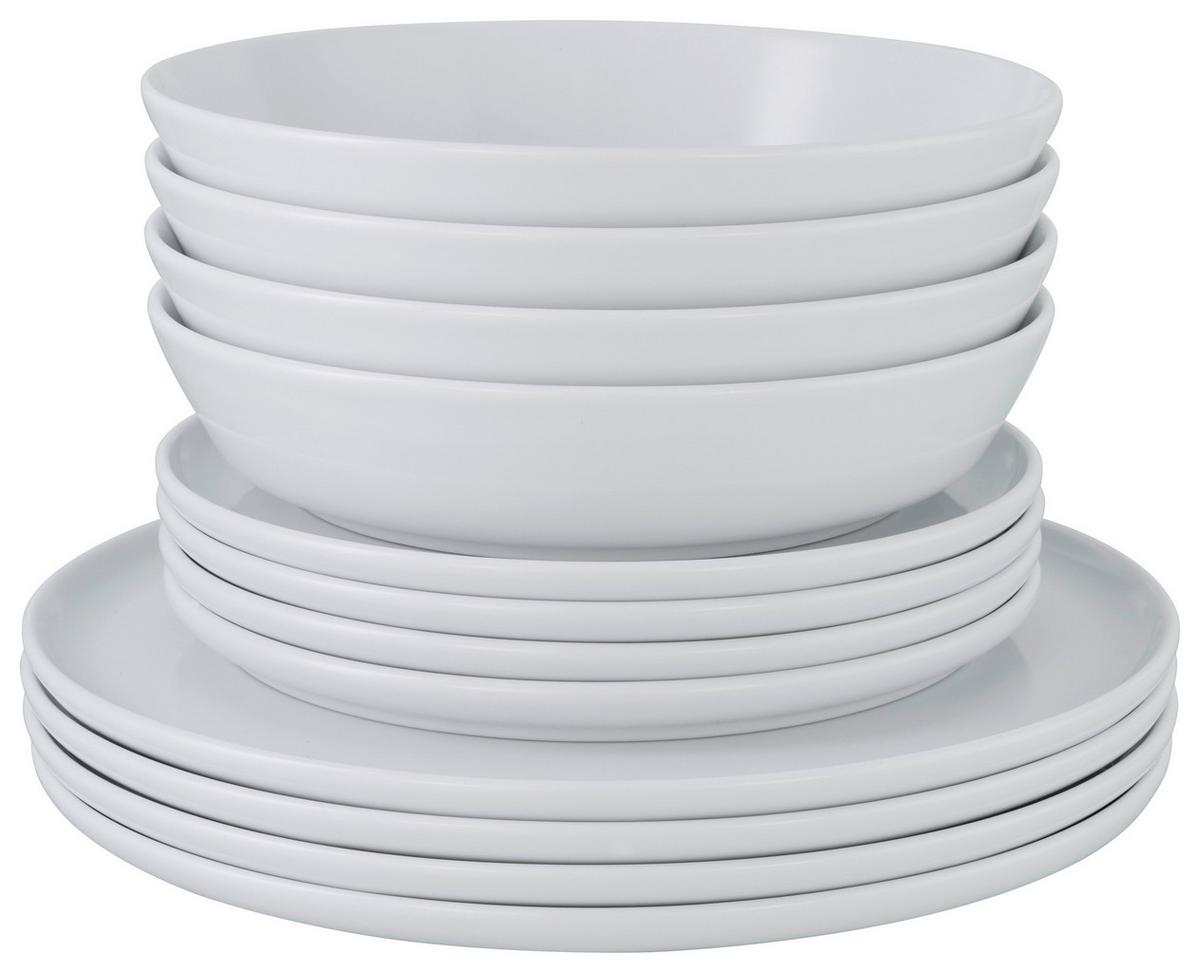 Tafelservice Keramik 6 Personen Geschirr Set Weiß - Weiß, Basics, Keramik (29/25/30cm) - Creatable