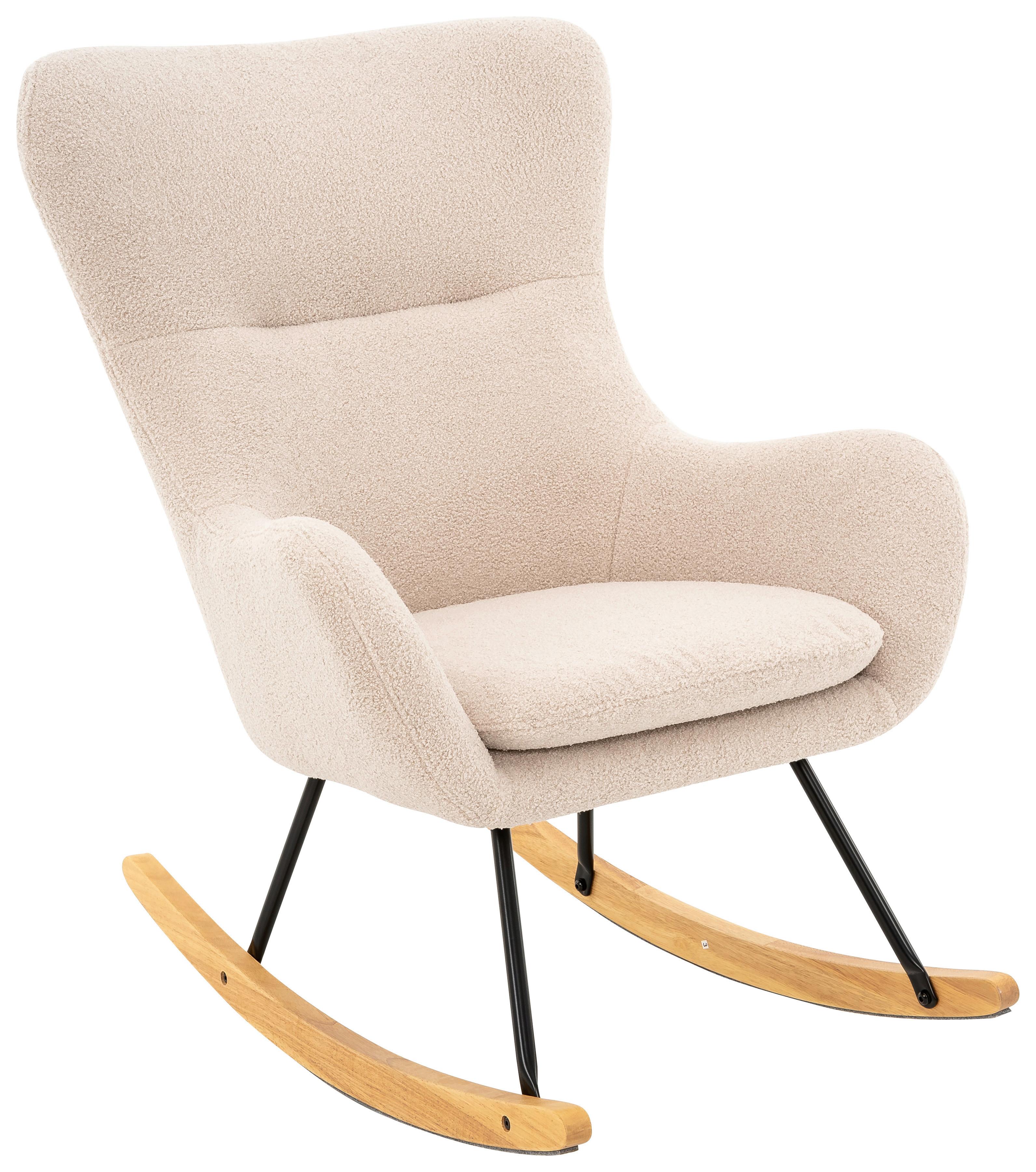 Schaukelstuhl Rocking Scandi Hellgrau B: 75 Cm - Hellgrau/Schwarz, MODERN, Holz/Textil (75/102/80cm) - MID.YOU
