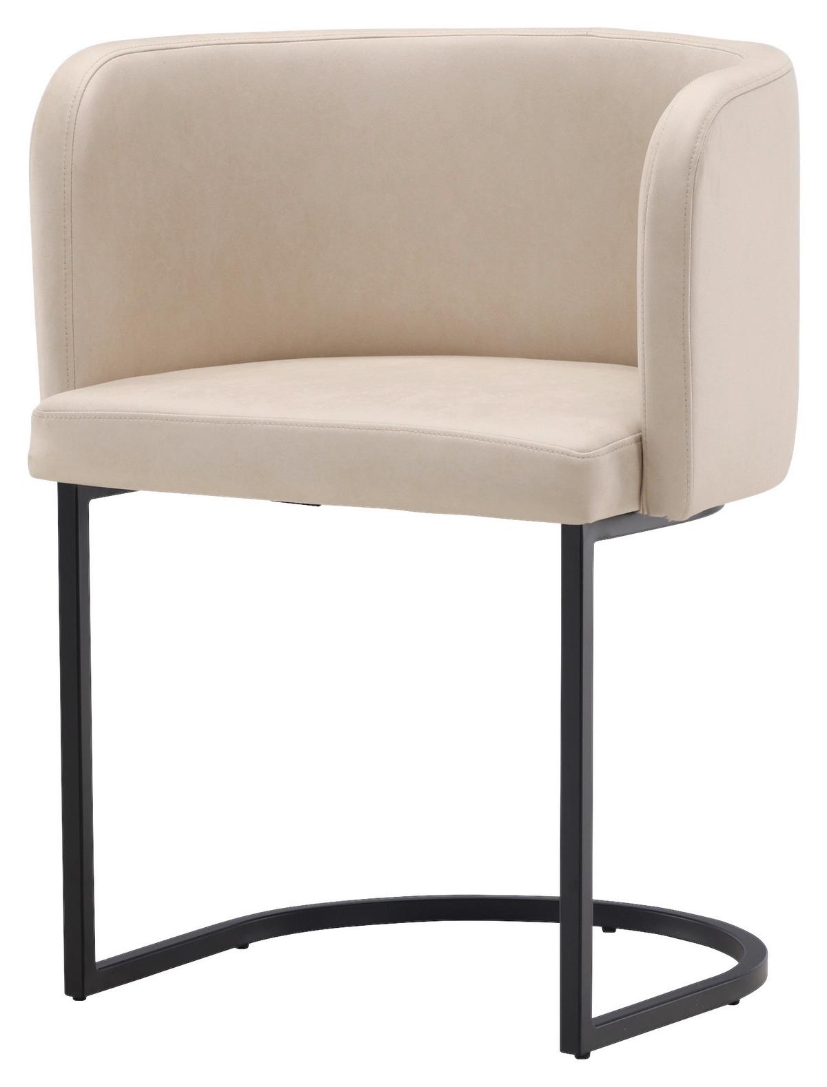 Stuhl Simrishamn - Beige/Schwarz, Design, Kunststoff/Textil (58/75/60cm) - Livetastic