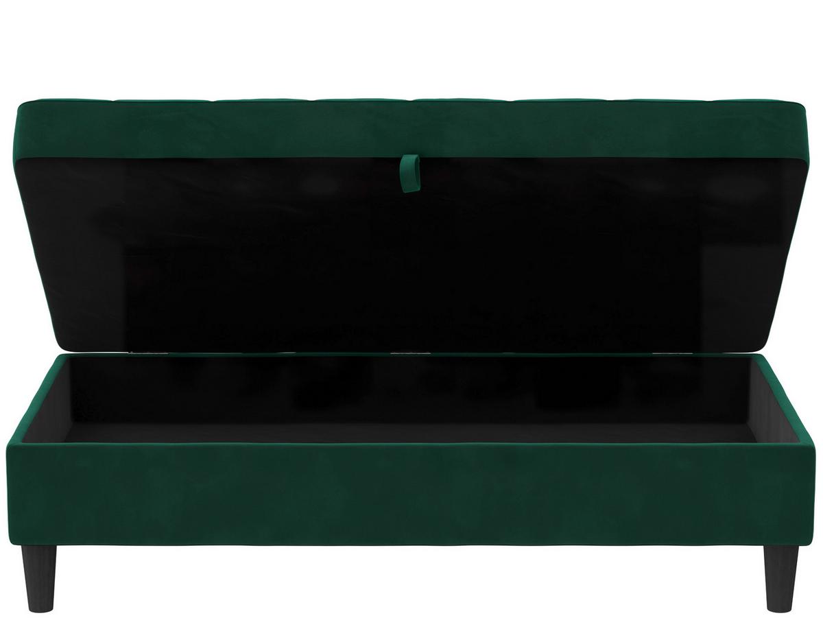 Hocker Palermo Dunkelgrün, mit Stauraum - Dunkelgrün/Schwarz, Basics, Textil (130/43/69cm) - Livetastic