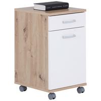 Rollcontainer Eiche Dekor/Weiß Rimini 33x59,5x38 cm - Weiß/Eiche Artisan, MODERN, Holzwerkstoff (33/59,5/38cm)