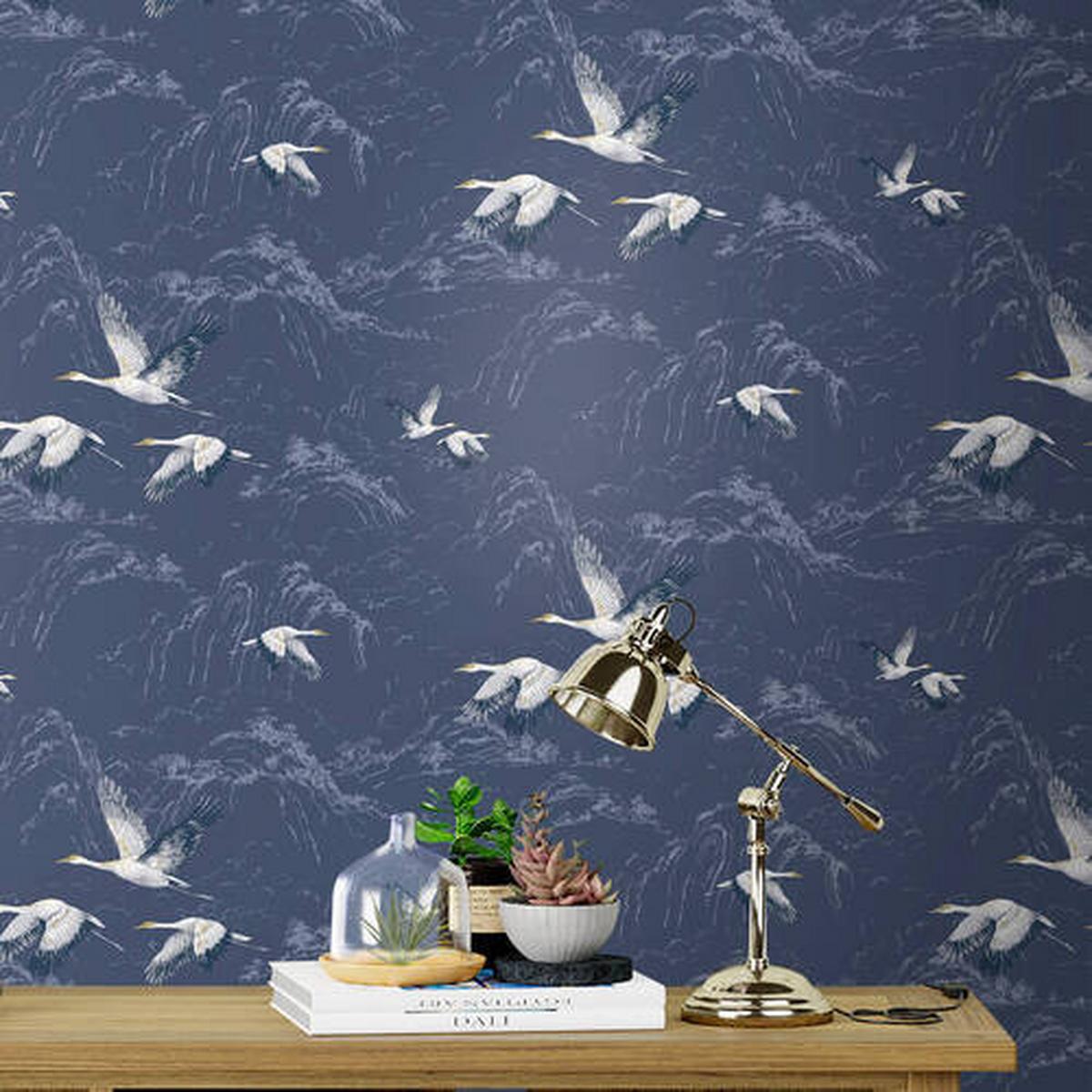 Vliestapete Animalia Midnight - Dunkelblau, Basics, Papier/Kunststoff (52/1000cm)