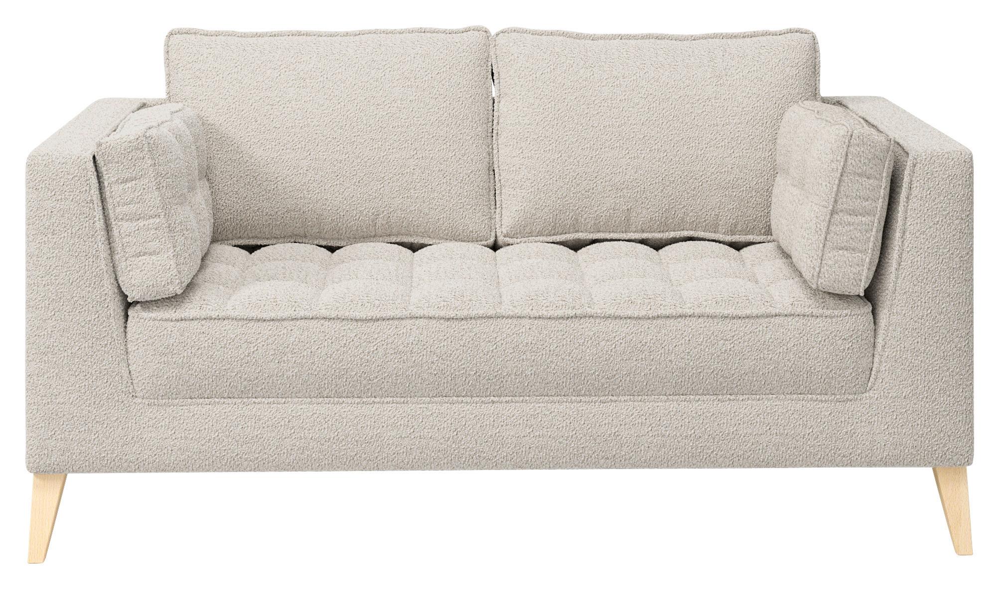 Dvoumístná pohovka DOTI, bílá - bílá/přírodní barvy, Design, kompozitní dřevo/textil (110/95/85cm) - MID.YOU