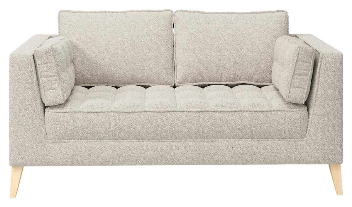 Dvoumístná pohovka DOTI, bílá - bílá/přírodní barvy, Design, kompozitní dřevo/textil (110/95/85cm) - MID.YOU