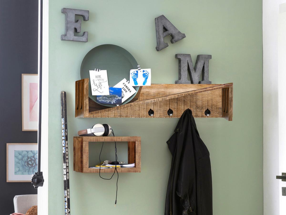 Wandregal Naturfarben B: 34 cm - Naturfarben, Design, Holz (34/20/15cm) - Livetastic