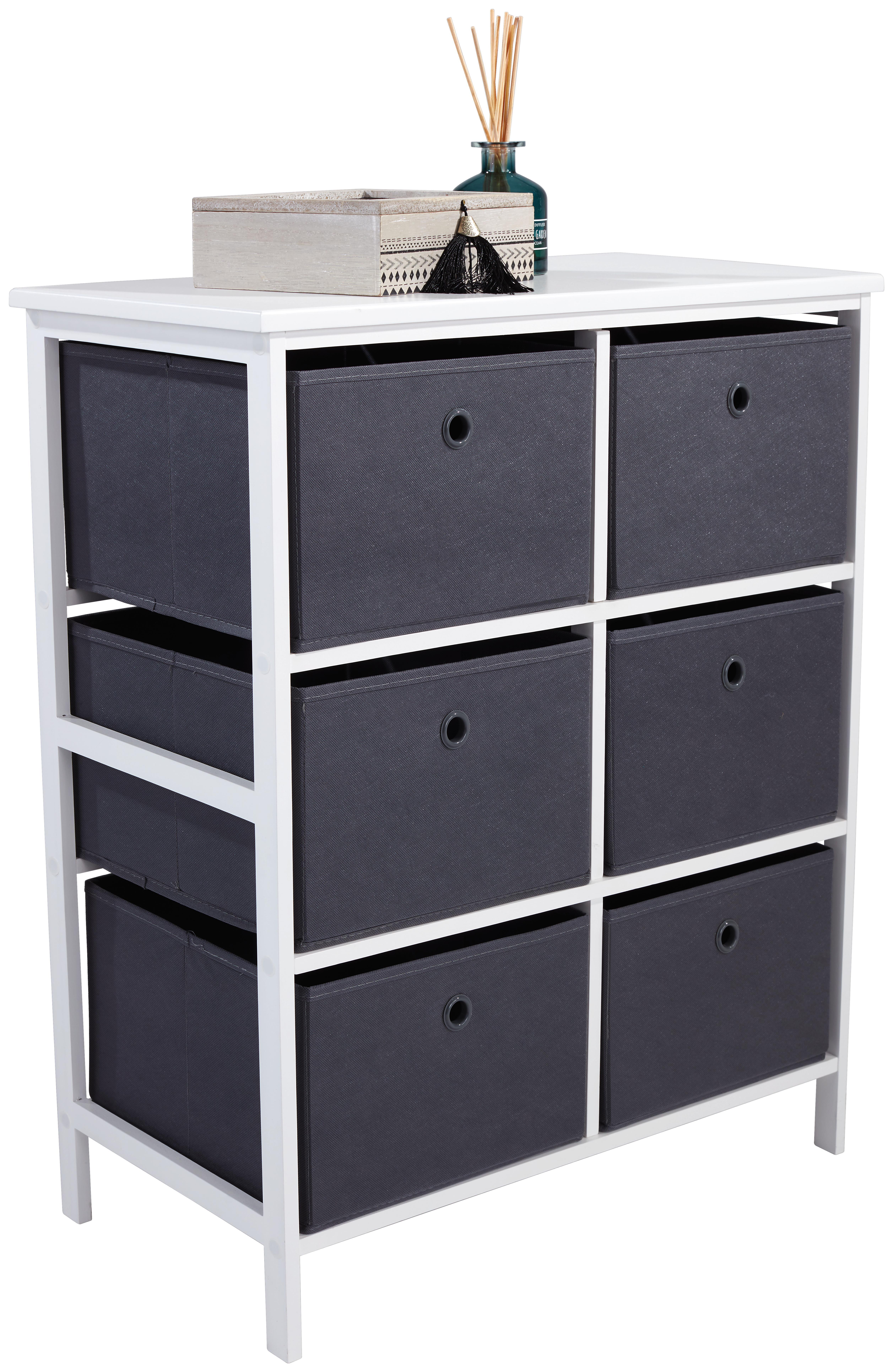 POLC OLIVER - Szürke/Fehér, modern, Faalapú anyag/Fa (70/80/30cm)