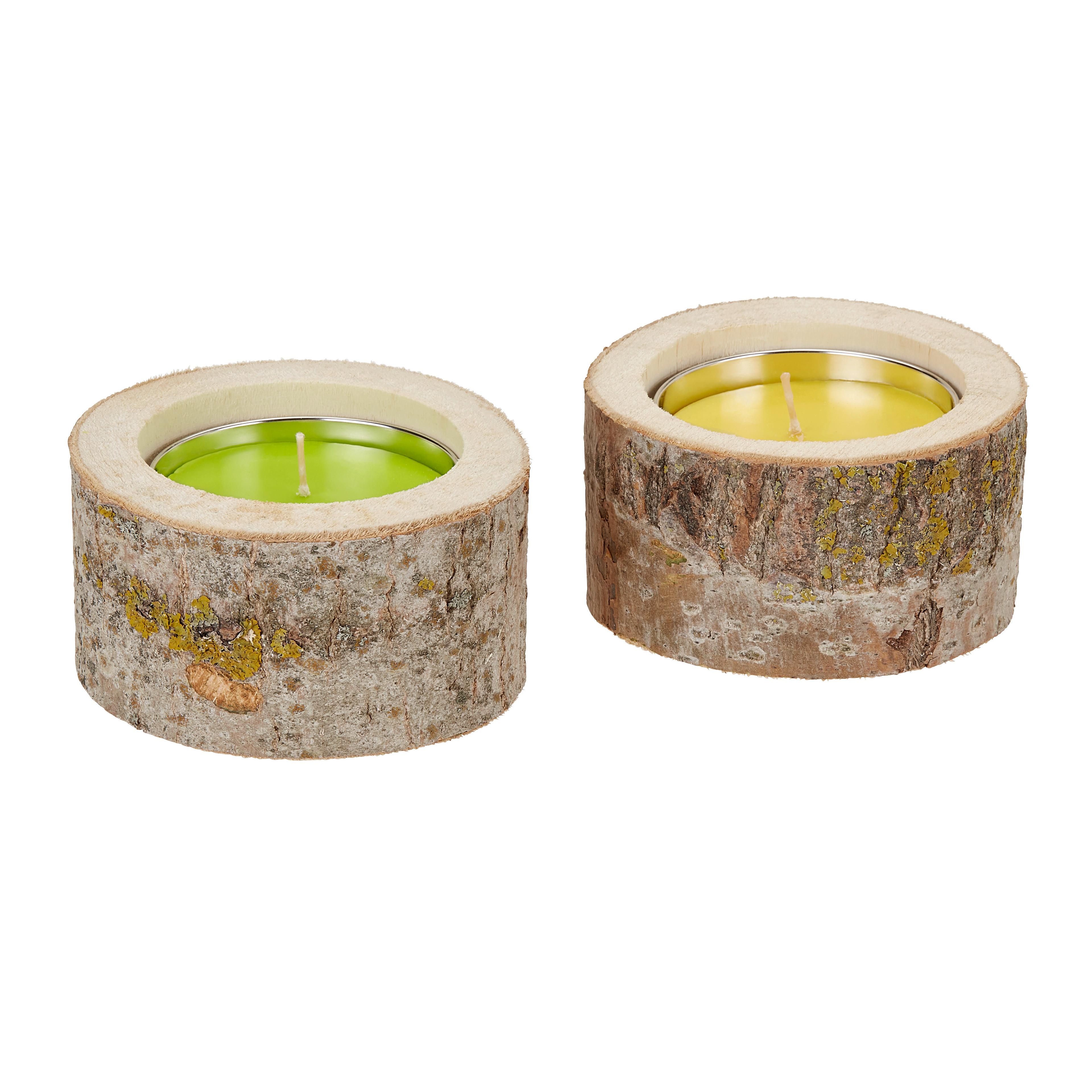 Kerze im Glas Albertin Gelb/ Grün DxH: 16x7,5 cm - Gelb/Grün, MODERN, Holz/Metall (16/7,5cm) - Luca Bessoni