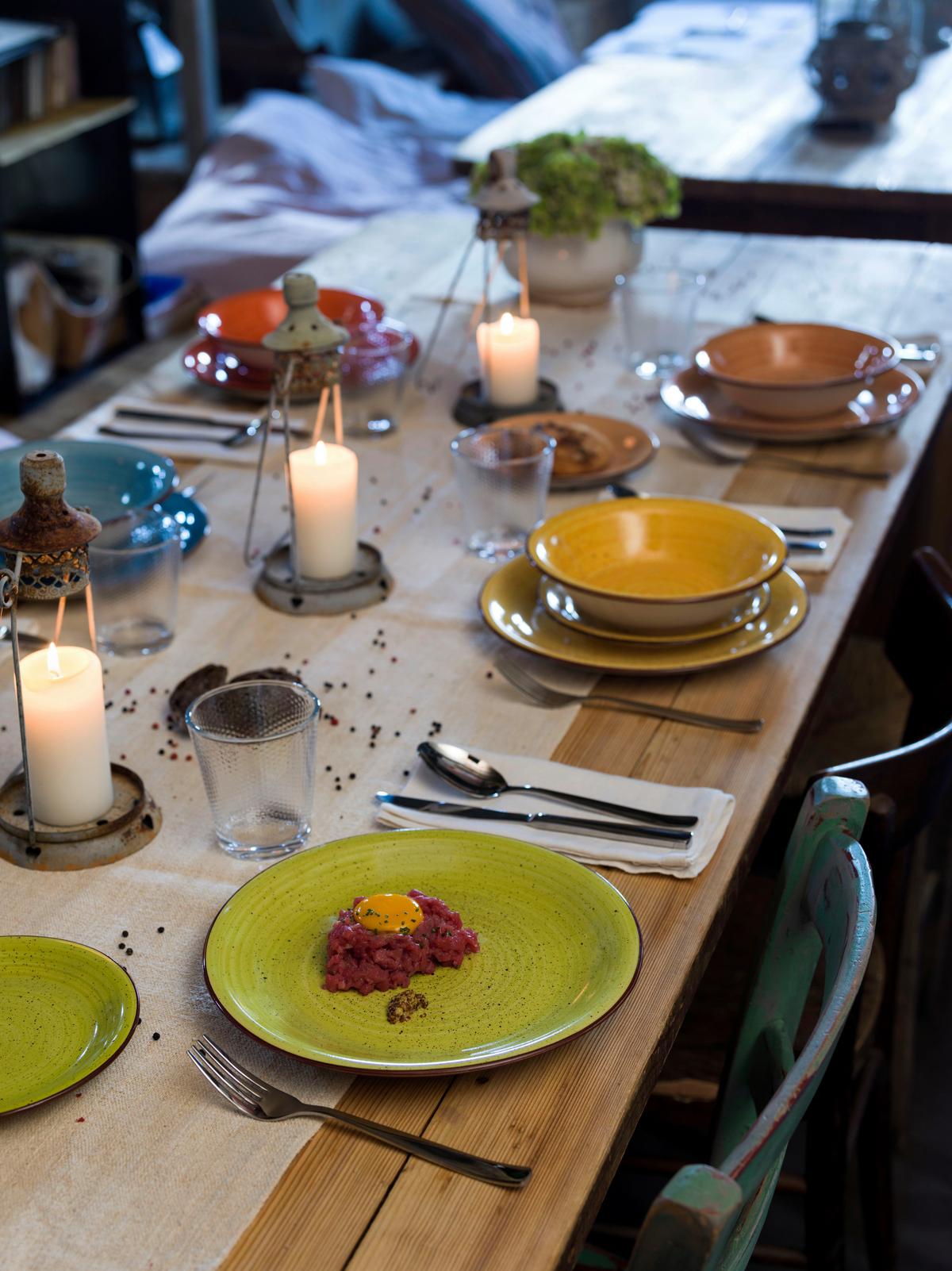 Tafelservice Keramik 6 Personen Geschirr Set - Türkis/Blau, MODERN, Keramik (39/35/41cm) - Tognana