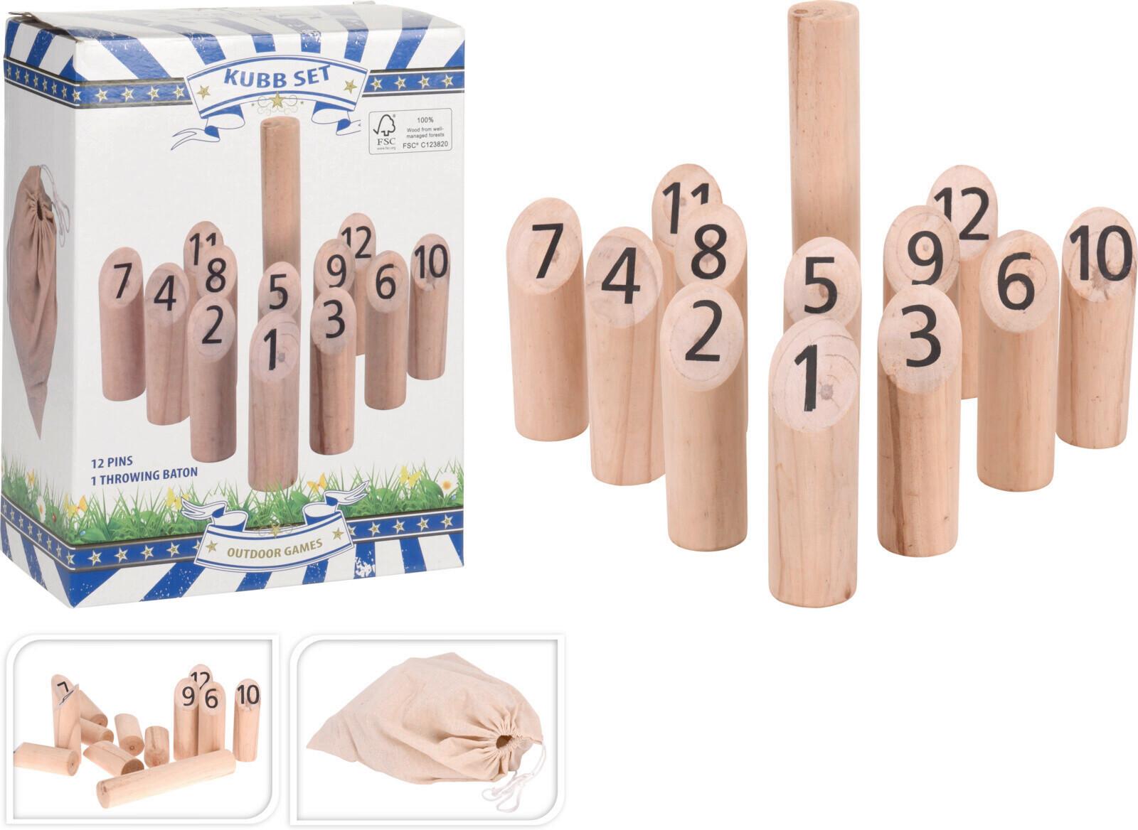 Kubb Wurfspiel Holz, 13-Teilig - MODERN (20.4/10/25.5cm)