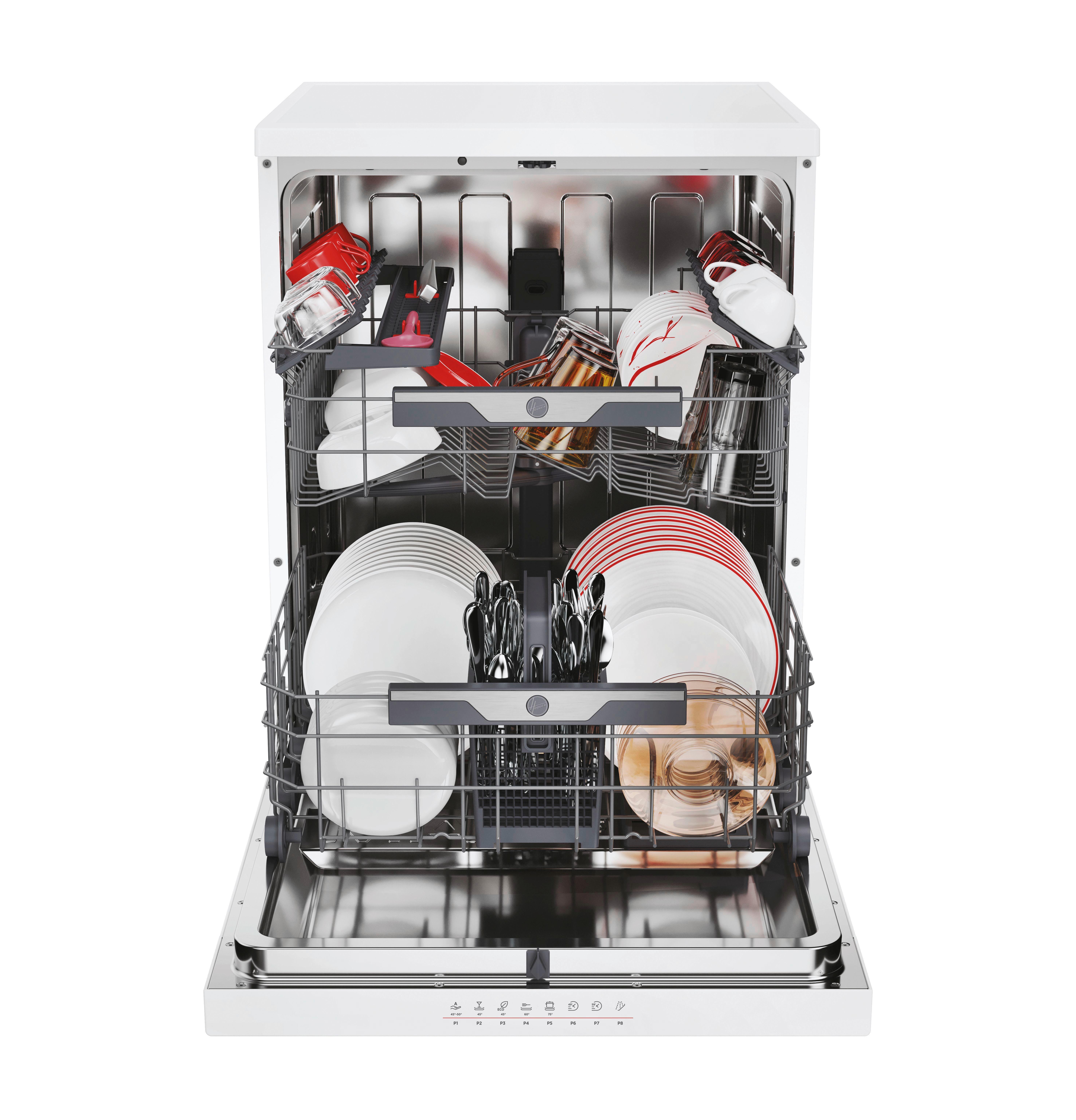 Geschirrspüler Hf 4c6fopw B: 60 cm Freistehend Weiß - Weiß, Basics (60/85/60cm) - Hoover
