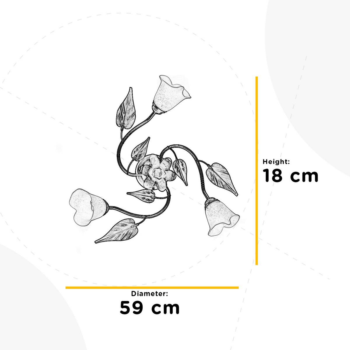 Deckenleuchte 4620/Pl3 - Bronzefarben/Olivgrün, Natur, Glas/Metall (50/20/50cm)