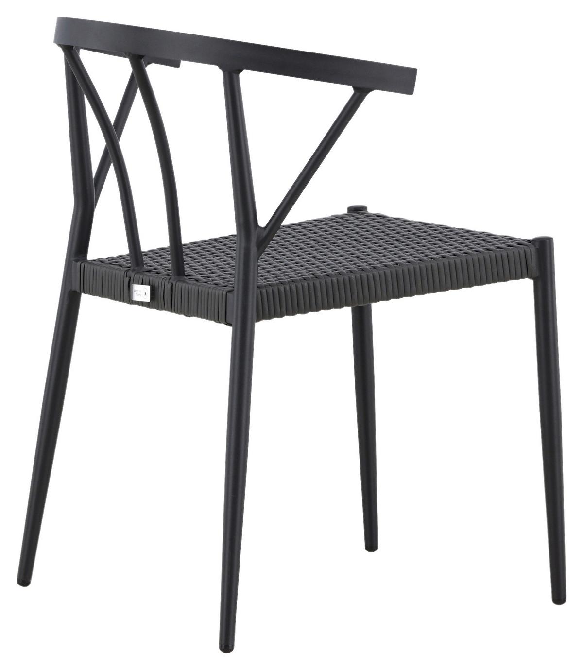 Gartensessel-Set 6-Tlg. Stina Metall/Kunststoff - Schwarz, KONVENTIONELL, Kunststoff/Metall (47/79,5/49cm) - Gardenson