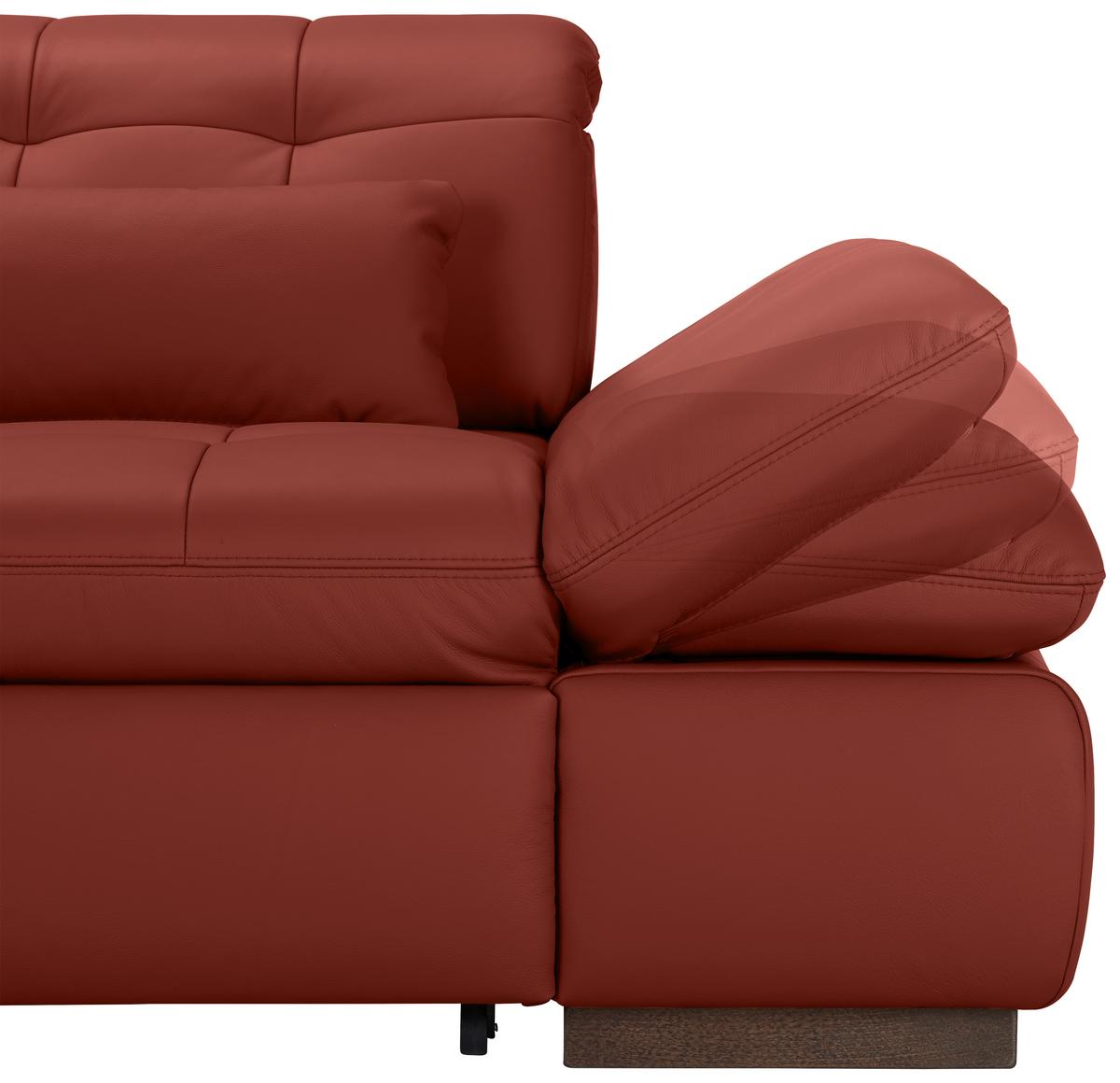 Rohová sedačka SANFINO, ľavá, vínovočervená pravá koža - vínovočervená/chrómová, Konventionell, kov/koža (199/79-96/305cm) - Premium Living